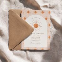 Burnt Orange Sun Celestial Boho Wedding Qr Code