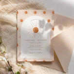 Burnt Orange Sun Celestial Boho Wedding Qr Code  Invitation<br><div class="desc">Burnt Orange Sun Retro Boho Wedding Qr Code</div>