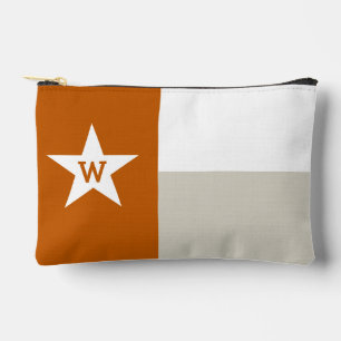 Burnt Orange & Tan Texas Flag Accessory Pouch