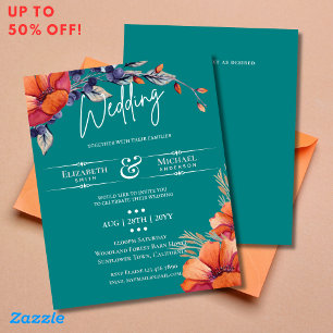 Burnt Orange Teal Floral Wedding Rustic