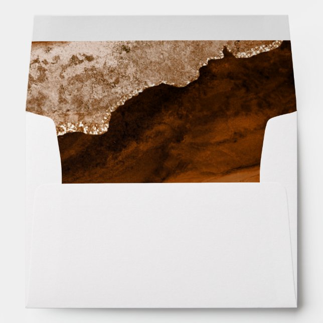 Burnt Orange Terracotta Agate Marble Wedding Envelope (Back (Bottom))