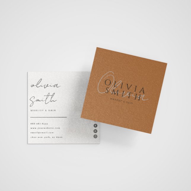 Burnt Orange Terracotta Boho Chic Modern Trendy Square Business Card (Creator Uploaded)