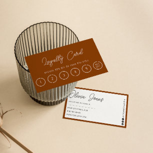 Burnt Orange Terracotta  Boho Modern 6 Punch Loyalty Card