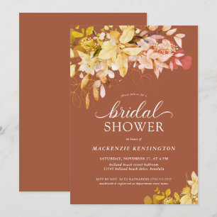 Burnt Orange Terracotta Botanical Bridal Shower Invitation
