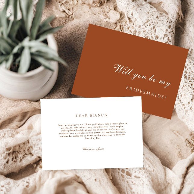 Burnt Orange Terracotta Bridesmaid Proposal Card (Creator Uploaded)