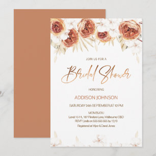 Burnt Orange Terracotta Floral Bridal Shower Invitation