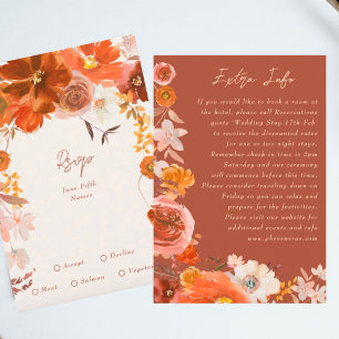 Burnt Orange Terracotta Floral Extra Info Enclosure Card