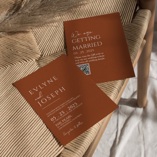 Burnt Orange Terracotta Minimalist Boho Wedding In Invitation (Creator Uploaded)