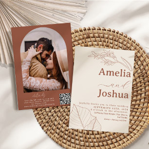 Burnt Orange Terracotta Modern Boho Wedding  Invitation