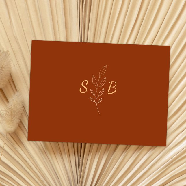 Burnt Orange Terracotta Monogram Initials Wedding Envelope (Creator Uploaded)