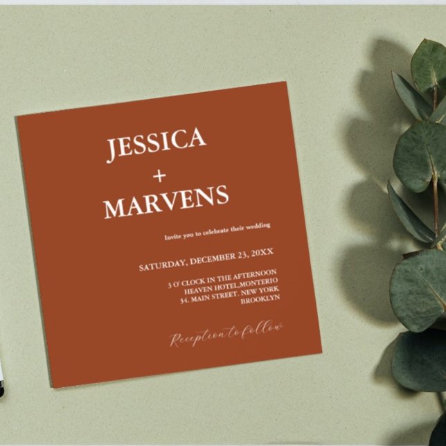 Burnt Orange Terracotta Rust Wedding invitation (Creator Uploaded)