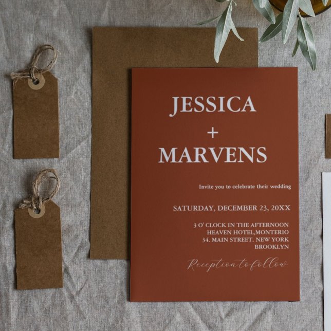 Burnt Orange Terracotta Rustic Wedding Invitation (Creator Uploaded)
