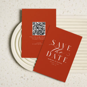 Burnt Orange Terracotta Save The Date QR Code