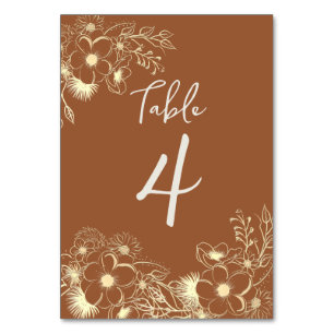 Burnt Orange Terracotta Wedding Table Number