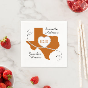 Burnt Orange Texas Curling Ribbon Wedding Date Napkin