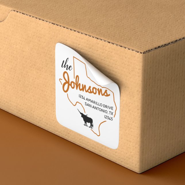 Burnt Orange Texas Longhorn Family Address Label (Creator Uploaded)