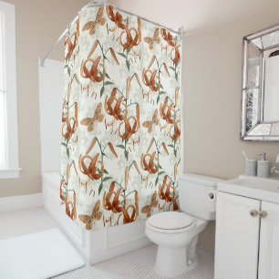 Burnt Orange Tiger Lily Pattern Shower Curtain