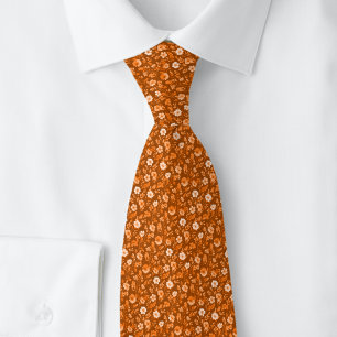 Burnt Orange Tiny Flowers Tie