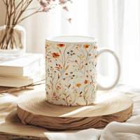 Burnt Orange Tiny Summer Wildflowers Pattern