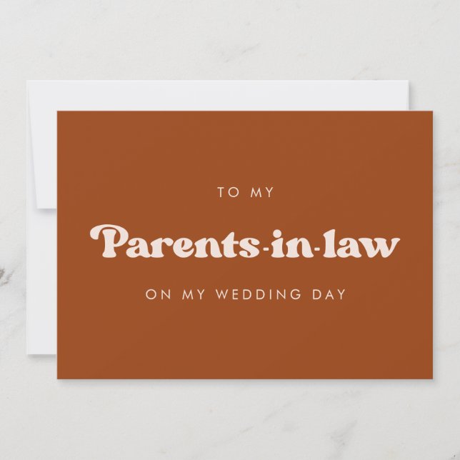 Burnt orange To my parents-in-law wedding day card (Front)