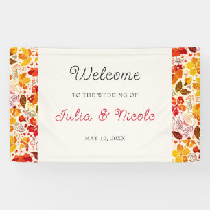 Burnt Orange Tropical Hibiscus Florals Wedding Banner