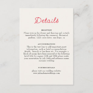 Burnt Orange Tropical Hibiscus Florals Wedding Enclosure Card