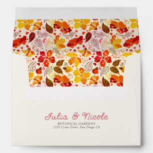 Burnt Orange Tropical Hibiscus Florals Wedding Envelope
