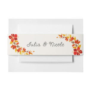 Burnt Orange Tropical Hibiscus Florals Wedding Invitation Belly Band
