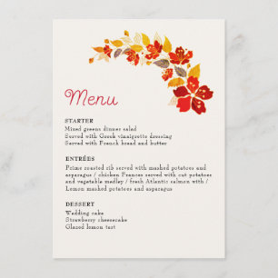 Burnt Orange Tropical Hibiscus Florals Wedding Menu