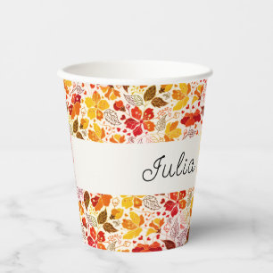 Burnt Orange Tropical Hibiscus Florals Wedding Paper Cups