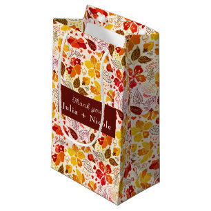 Burnt Orange Tropical Hibiscus Florals Wedding Small Gift Bag