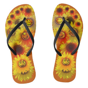 Burnt Orange Unisex Sunflower Flip Flops