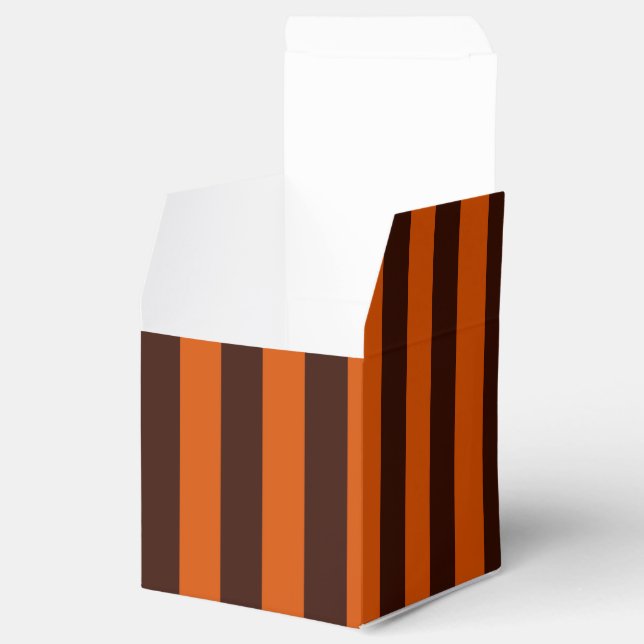 Burnt Orange Vertical Stripes Retro Style Favour Box (Opened)