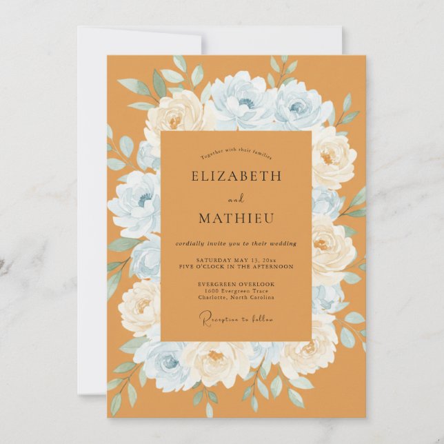 Burnt Orange Vivid Autumnal Wedding Invitation (Front)