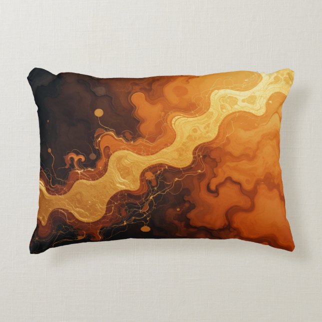 burnt orange watercolor background accent pillow (Front)
