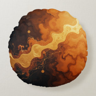 burnt orange watercolor background round pillow