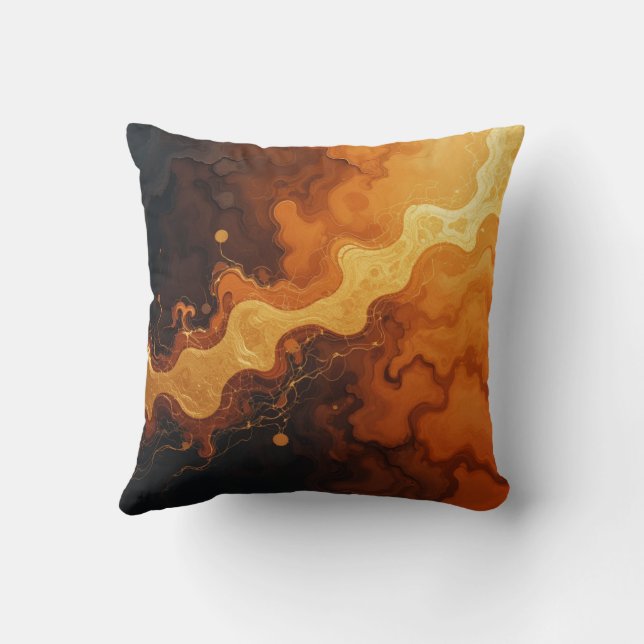 burnt orange watercolor background throw pillow (Back)