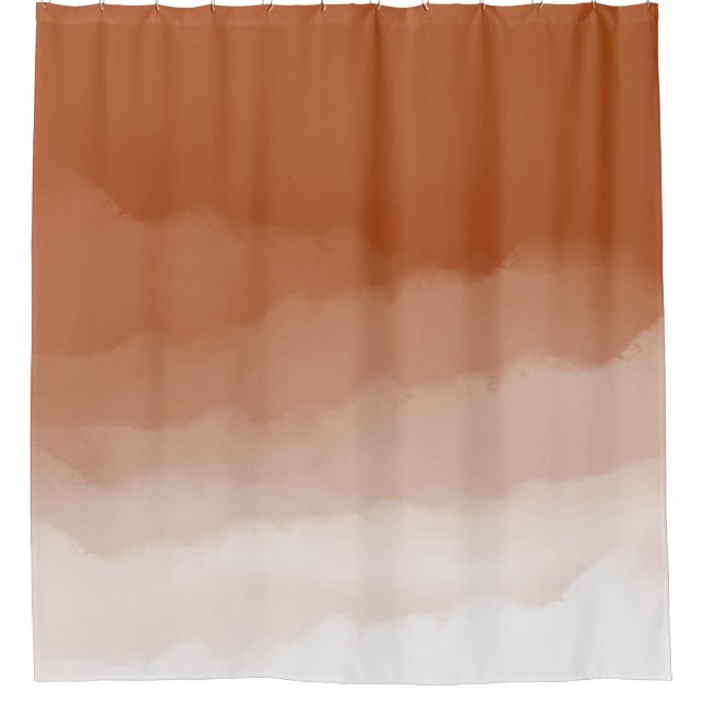  Burnt Orange Watercolor Ombre Shower Curtain (Front)