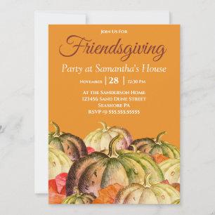 Burnt Orange Watercolor Pumpkin Friendsgiving