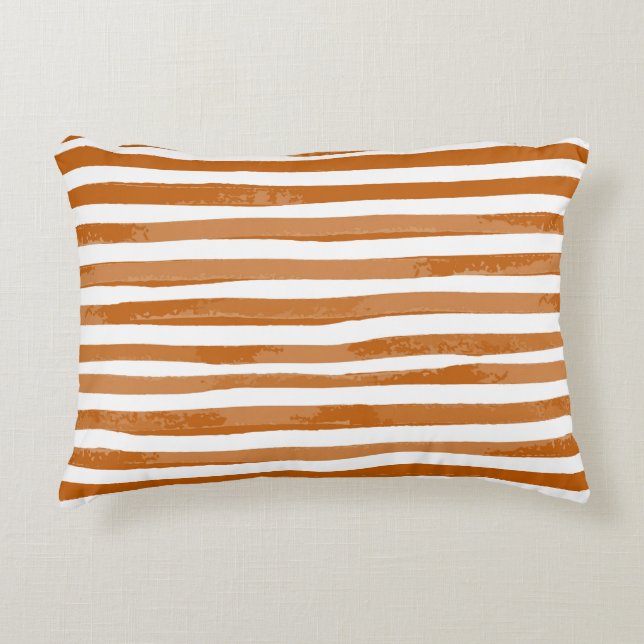 Burnt Orange Watercolor stripe dorm Lumber pillow (Front)
