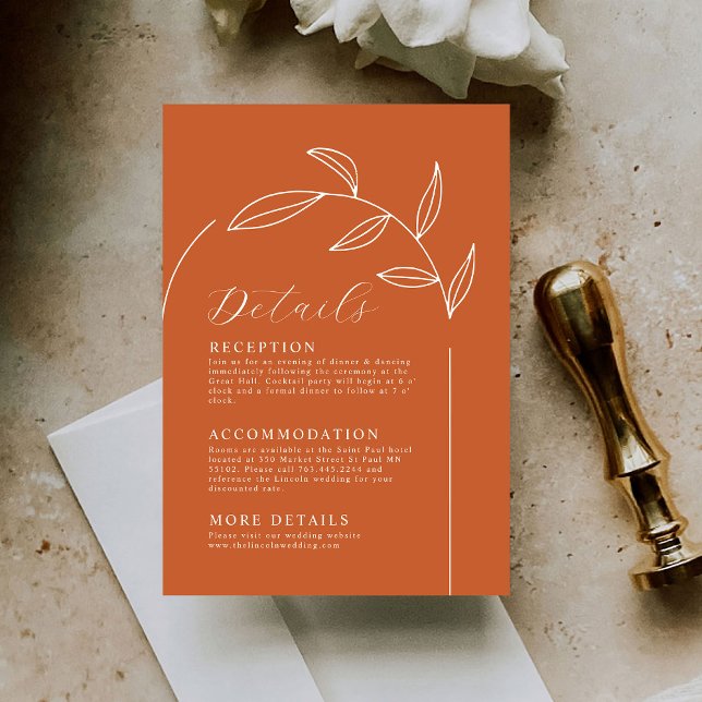 Burnt Orange Wedding Details Enclosure Card (Creator Uploaded)