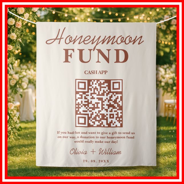 Burnt Orange Wedding | Honeymoon Fund QR Code Tapestry (Creator Uploaded)