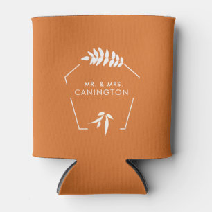 Burnt Orange Wedding Mr. & Mrs. Can Cooler