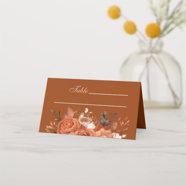 Burnt Orange Wedding Place Card (Front)