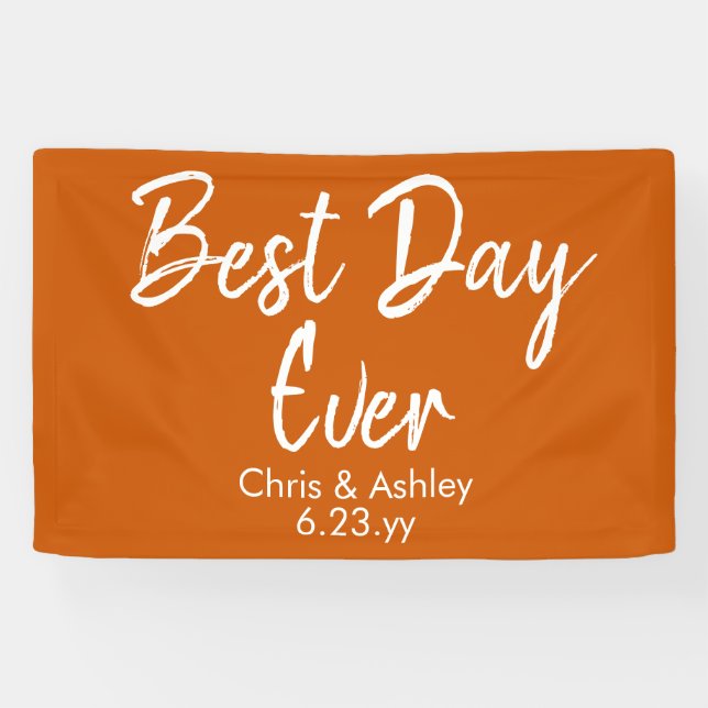 Burnt Orange Wedding Reception Decor Best Day Ever Banner (Horizontal)