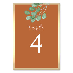 Burnt Orange Wedding Table Number