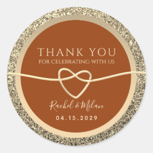 Burnt Orange Wedding Thank You Favour Classic Round Sticker
