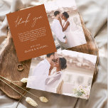 Burnt Orange Wedding Thank You Photo Simple<br><div class="desc">Wedding Thank You Cards that have a photo on the front and back. The Thank you cards contain a modern hand lettered cursive script typography that are elegant,  simple and modern to use after you wedding day celebration.</div>