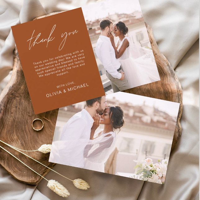 Burnt Orange Wedding Thank You Photo Simple (Creator Uploaded)