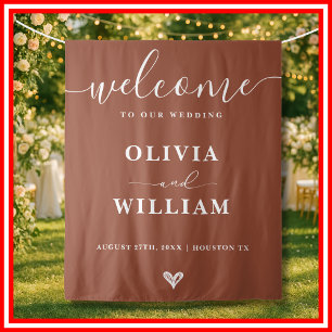 Burnt Orange Wedding Welcome Backdrop Tapestry